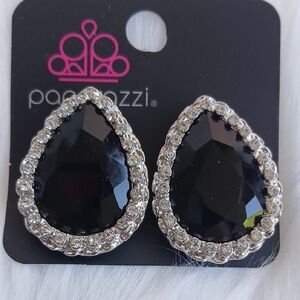 Paparazzi Midnight Black and Silver Teardrop Earrings